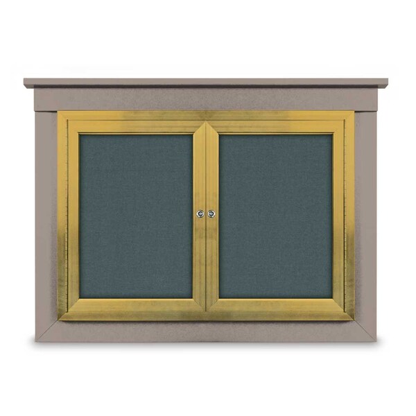 36"x36" 1-Door Enclosed Letterboard, Header, Green Vinyl/Lt Oak